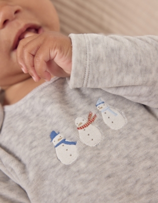 Organic Cotton Velour Snowman Pajamas (0–24mths)