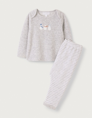 Organic Cotton Velour Snowman Pajamas (0–24mths)