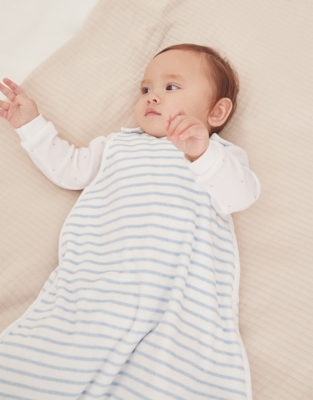 Organic Cotton Velour Stripe Sleeping Bag - 1.0 Tog