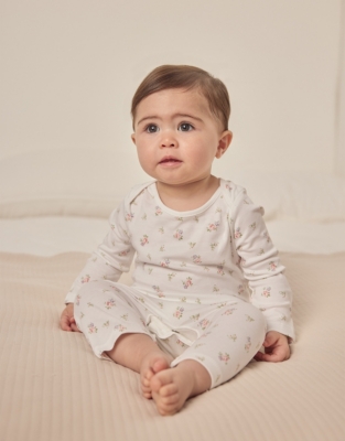 Organic Cotton Vintage Rose Sleepsuit (0–24mths)