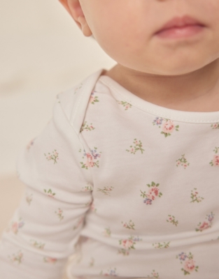 Organic Cotton Vintage Rose Sleepsuit (0–24mths)