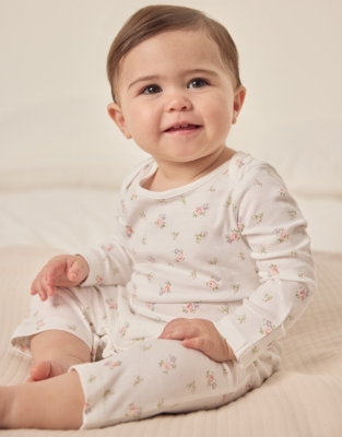 Organic Cotton Vintage Rose Sleepsuit (0–24mths)