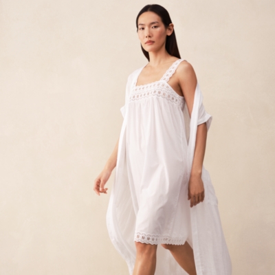Organic Cotton Voile Embroidered Strap Detail Nightie