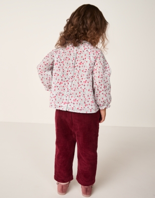 Organic Cotton Winter Berry Blouse & Cord Trousers Set (0–4yrs)