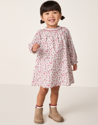 Organic Cotton Winter Berry Smocked Dress (0–4yrs)