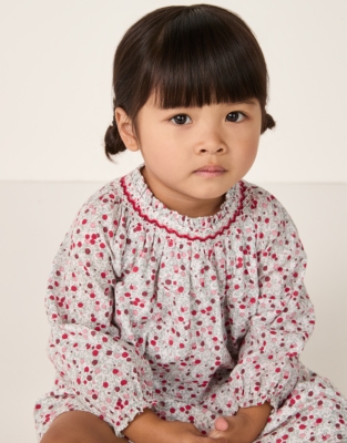Organic Cotton Winter Berry Smocked Dress (0–4yrs)