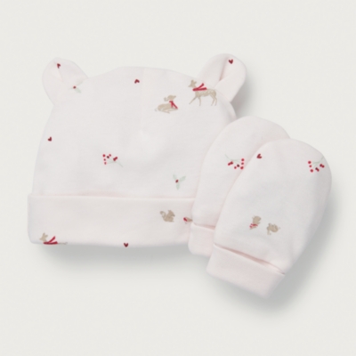 Organic Cotton Winter Woodland Hat & Mitt Set (0–12mths)