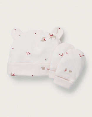 Organic Cotton Winter Woodland Hat & Mitt Set (0–12mths)