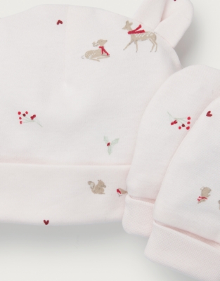 Organic Cotton Winter Woodland Hat & Mitt Set (0–12mths)