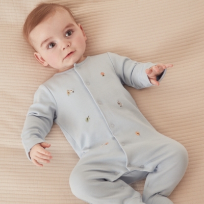 Organic Cotton Woodland Embroidered Sleepsuit (0–24mths)