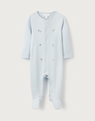 Organic Cotton Woodland Embroidered Sleepsuit (0–24mths)