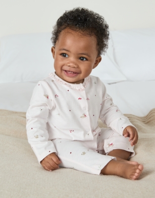 Organic Cotton Woodland Frill Collar Sleepsuit (0–24mths)