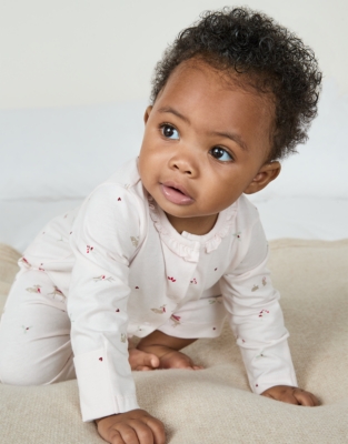 Organic Cotton Woodland Frill Collar Sleepsuit (0–24mths)