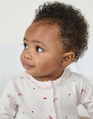 Organic Cotton Woodland Frill Collar Sleepsuit (0–24mths)