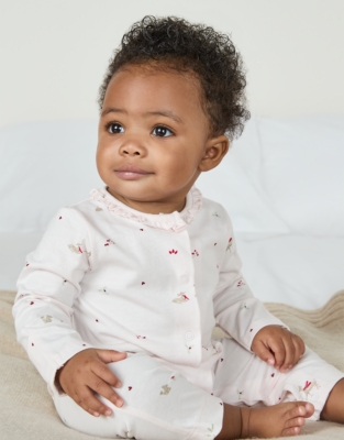 Organic Cotton Woodland Frill Collar Sleepsuit (0–24mths)