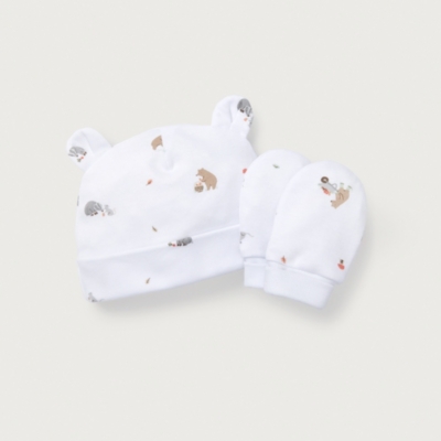 Organic Cotton Woodland Hat & Mitts Set (0–12mths)