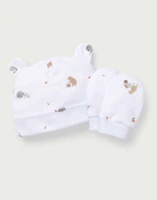 Organic Cotton Woodland Hat & Mitts Set (0–12mths)