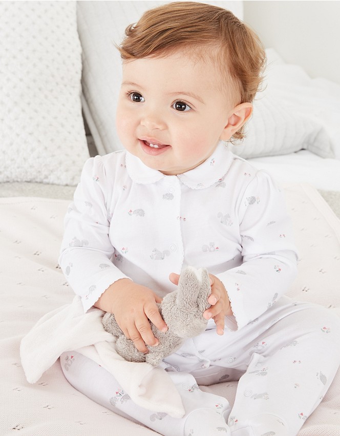 Organic Cotton Woodland-Print Collared Sleepsuit | Baby & Children's ...