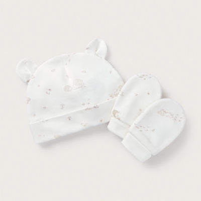 Organic Cotton Woodland Scene Hat & Mittens Set (0–12mths)