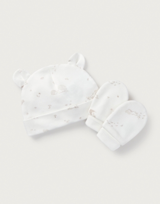 Organic Cotton Woodland Scene Hat & Mittens Set (0–12mths)