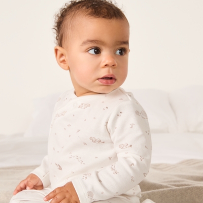 Organic Cotton Woodland Scene Wrap Sleepsuit (0–24mths)