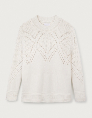 Organic Cotton Wool Pointelle Detail Sweater