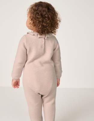 Organic Cotton Wool Pointelle Knitted Romper (0–24mths)