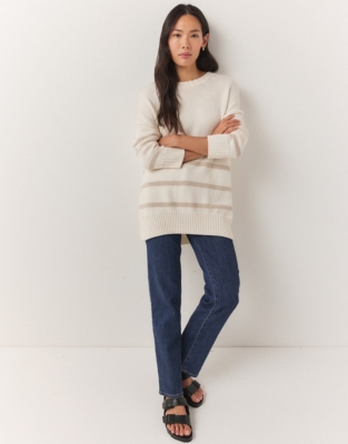 Organic Cotton Wool Stripe Longline Jumper