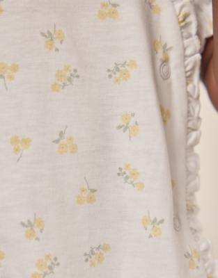 Organic Cotton Yellow Ditsy Floral Frill Wrap Shortie (0–24mths)