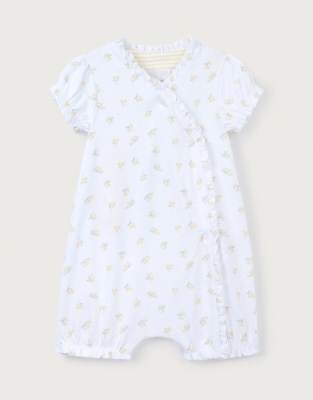 Organic Cotton Yellow Ditsy Floral Frill Wrap Shortie (0–24mths)