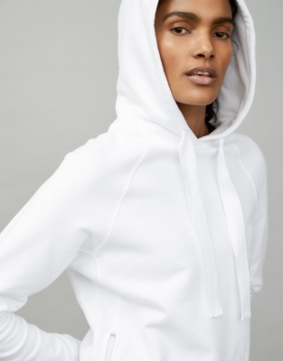 Organic Cotton Zip Detail Hoodie | Loungewear | The White Company UK