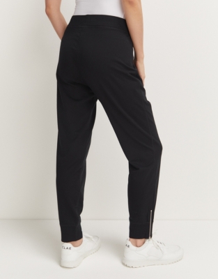 Organic Cotton Zip Detail Slim Jersey Joggers - Black