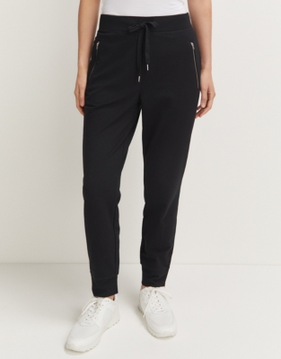 Organic Cotton Zip Detail Slim Jersey Joggers - Black