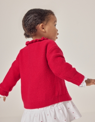 Organic Cotton and Wool Frill Detail Cardigan (0–18mths)