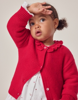 Organic Cotton and Wool Frill Detail Cardigan (0–18mths)