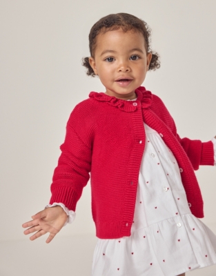 Organic Cotton and Wool Frill Detail Cardigan (0–18mths)