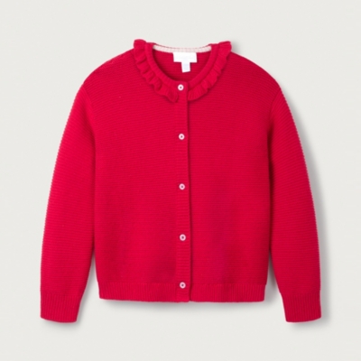 Organic Cotton and Wool Frill Detail Cardigan (18mths–6yrs)