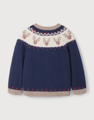 Organic Cotton and Wool Jingles Reindeer Fair Isle Jumper (0–18mths)