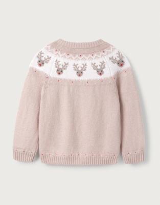 Organic Cotton and Wool Jingles Reindeer Fair Isle Jumper (0–18mths)