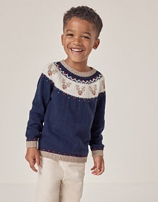 Organic Cotton and Wool Jingles Reindeer Fair Isle Jumper (18mths–6yrs)