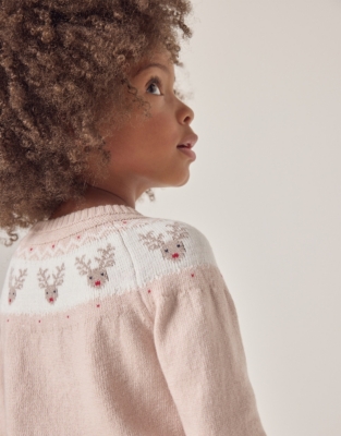 Organic Cotton and Wool Jingles Reindeer Fair Isle Jumper (18mths–6yrs)