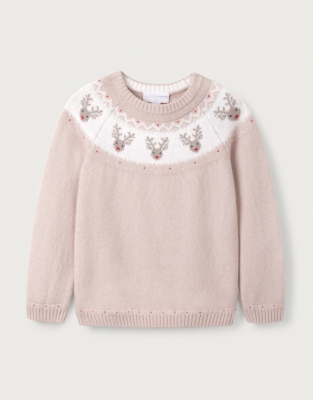 Organic Cotton and Wool Jingles Reindeer Fair Isle Jumper (18mths–6yrs)