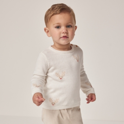 Organic Cotton and Wool Jingles Reindeer Jumper (0–18mths)