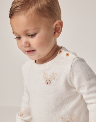 Organic Cotton and Wool Jingles Reindeer Jumper (0–18mths)