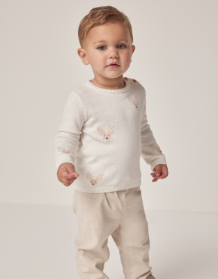 Organic Cotton and Wool Jingles Reindeer Jumper (0–18mths)