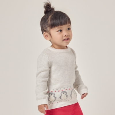 Organic Cotton and Wool Penguin Fair Isle Jumper (0–18mths)