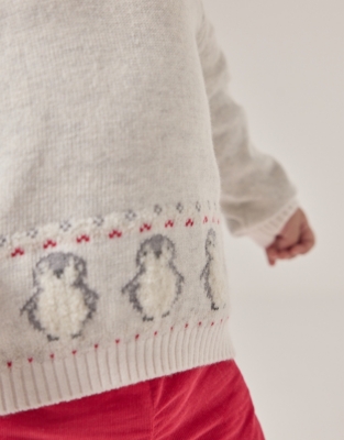 Organic Cotton and Wool Penguin Fair Isle Jumper (0–18mths)