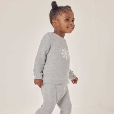 Organic Cotton and Wool Snowflake Jumper & Leggings Set (0–24mths)