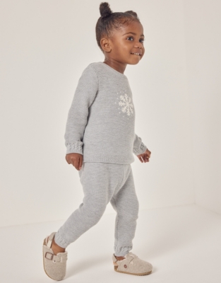 Organic Cotton and Wool Snowflake Jumper & Leggings Set (0–24mths)