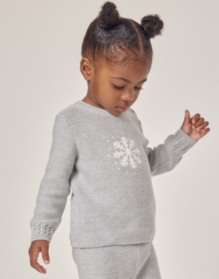 Organic Cotton and Wool Snowflake Jumper & Leggings Set (0–24mths)